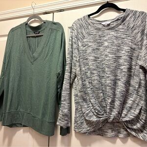 Two women’s sweaters Size XL black/ white and green